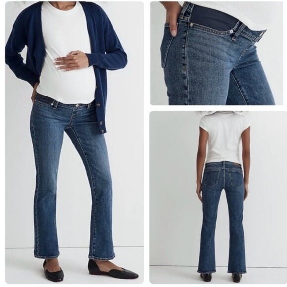 Madewell The Maternity Side-Panel Kick Out Crop Jeans in Arlen Wash 29 - Picture 1 of 11
